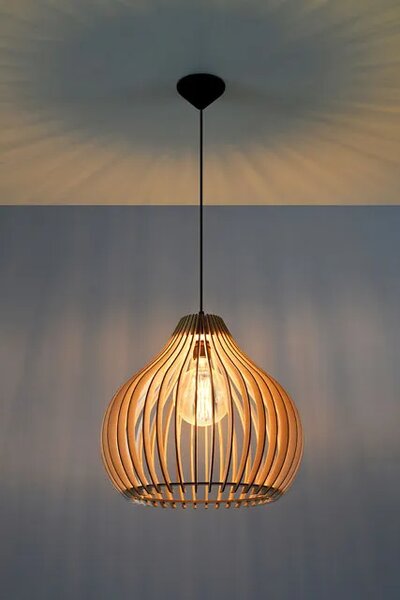 Skandynawska lampa wisząca z drewnianym kloszem - 6X EX550 K7-E11