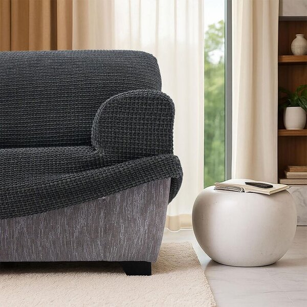 Super streczowe pokrowce RUBINIA antracyt pufa (40 - 60 cm)