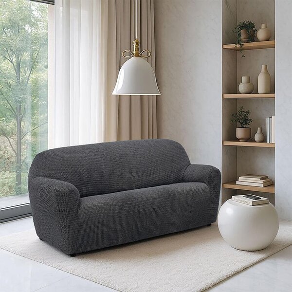 Super streczowe pokrowce RUBINIA antracyt kanapa dwuosobowa (sz. 140 - 180 cm)