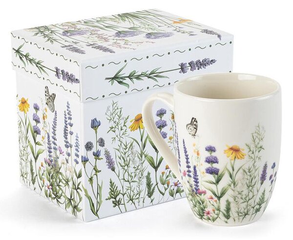 Kubek porcelanowy LAWENDA I MOTYLE w pudełku prezentowym 350 ml