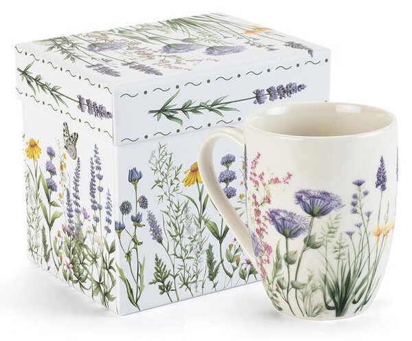 Kubek porcelanowy LAWENDOWY OGRÓD w pudełku prezentowym 350 ml