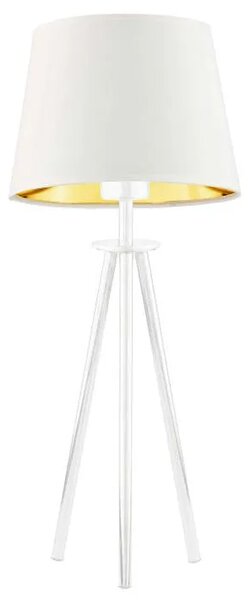 Lampka stołowa z abażurem na białym stelażu - EX919-Bergel - 5 kolorów
