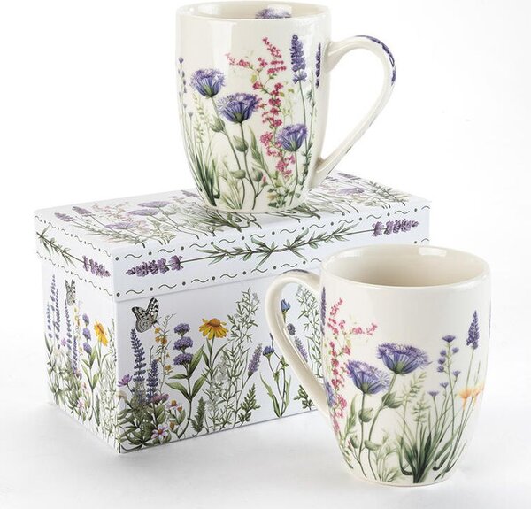 Zestaw kubków porcelanowych LAWENDOWY OGRÓD w pudełku prezentowym 350 ml 2 szt