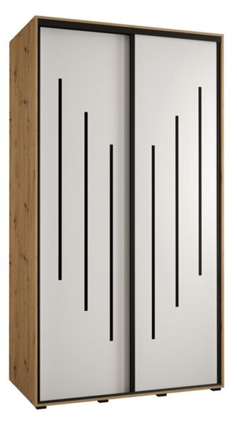 Szafa przesuwna wysoka Davos 8 140, gł. 60 cm artisan + biały + czarny