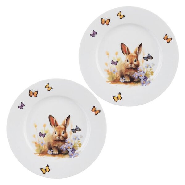 Zestaw talerzy deserowych porcelanowych WIOSNA zając 20 cm 2 szt