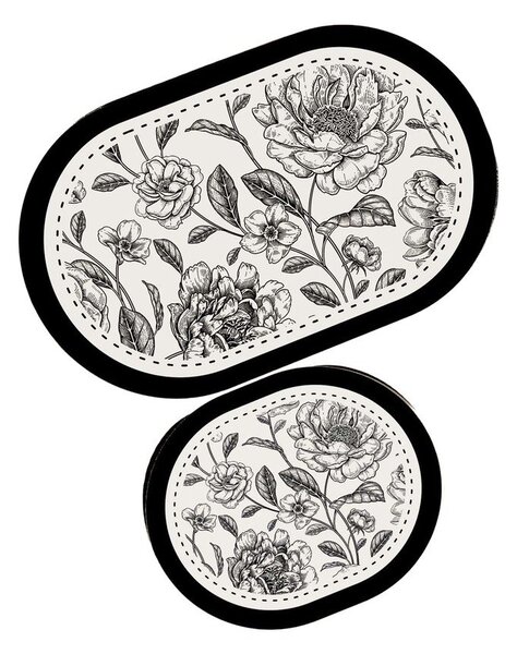 Czarno-białe dywaniki łazienkowe zestaw 2 szt. 60x100 cm Rasse – Foutastic