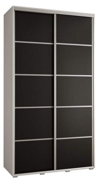 Szafa przesuwna wysoka Davos 4 130, gł. 60 cm biały + czarny + srebrny