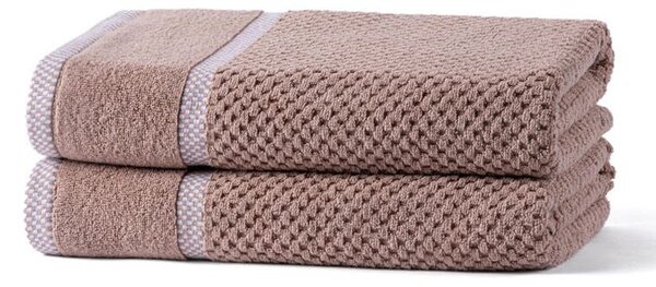 Zestaw 2 szt. ręczników kąpielowych frotte MODENA latté 70 x 140 cm