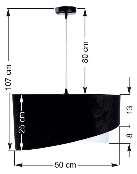 Czarno-biała lampa wisząca z weluru - 6X EX986 T1-Z95
