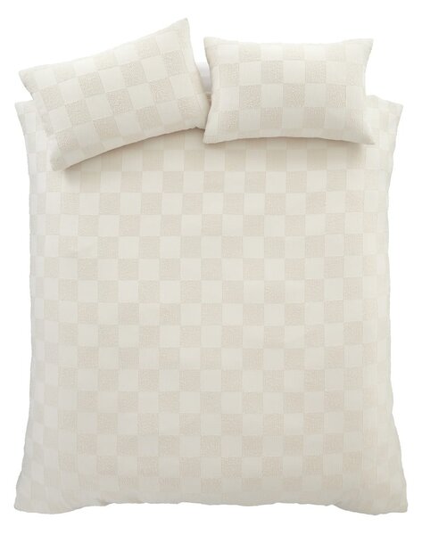 Kremowa pościel dwuosobowa z materiału bouclé 230x220 cm Cosy Checkerboard – Catherine Lansfield