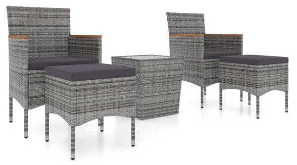 Zestaw Mebli Ogrodowych Bistro Z Poduszkami 5-Częściowy Szary Rattan Na Taras Balkon Ogród