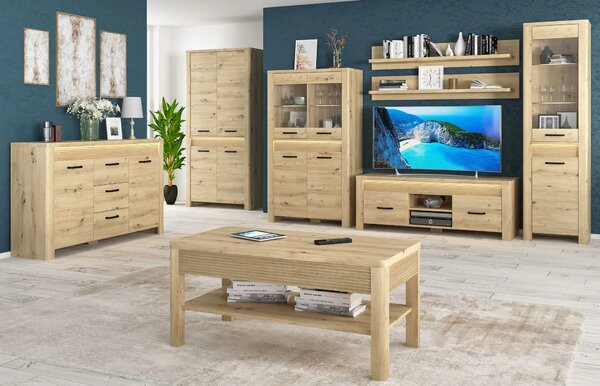 Duża komoda z szufladami i listwą LED dąb artisan M1-R13