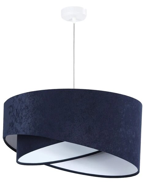 Granatowo-biała lampa wisząca welurowa - 3X EX985 S6-P29