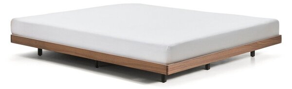 Brązowe łóżko dwuosobowe z litego drewna brzozowego bez zagłówka ze stelażem 180x200 cm Norlen – Kave Home