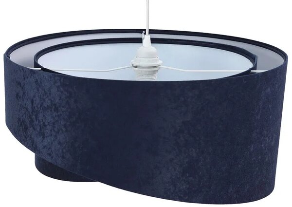 Granatowo-biała lampa wisząca welurowa - 3X EX985 S6-P29