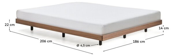 Brązowe łóżko dwuosobowe z litego drewna brzozowego bez zagłówka ze stelażem 180x200 cm Norlen – Kave Home