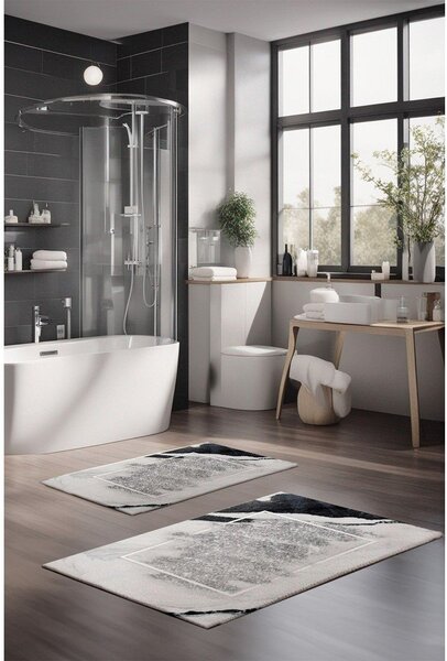 Szarobeżowe dywaniki łazienkowe zestaw 2 szt. 60x100 cm CT – Foutastic