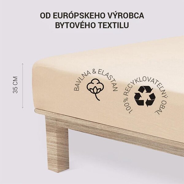 Napinane prześcieradło Jersey z elastanem kawowe zestaw 2 szt. 90 x 200 cm