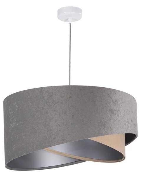 Szaro srebrna lampa wisząca z abażurem 3X EX987 W8-R01