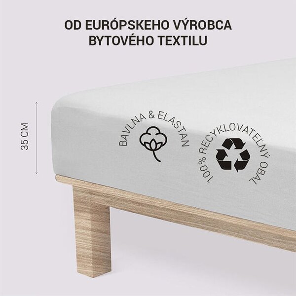 Napinane prześcieradło Jersey z elastanem szare 90 x 200 cm