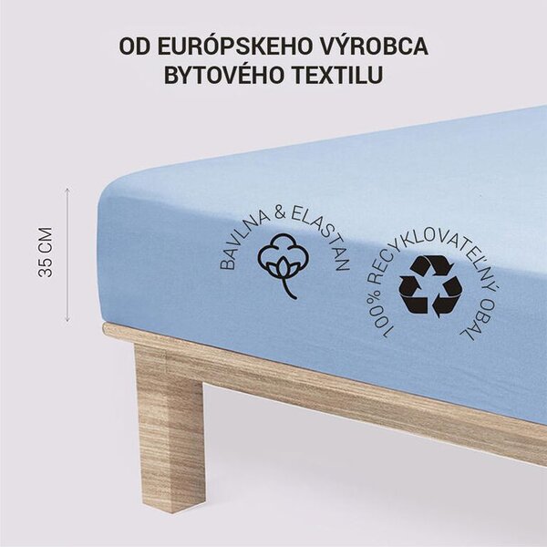 Napinane prześcieradło Jersey z elastanem niebieskie 90 x 200 cm