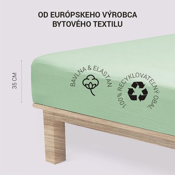 Napinane prześcieradło Jersey z elastanem zielone 90 x 200 cm