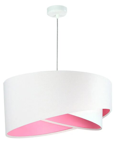Biało-różowa lampa wisząca z abażurem - 8X EX990 L1-F88