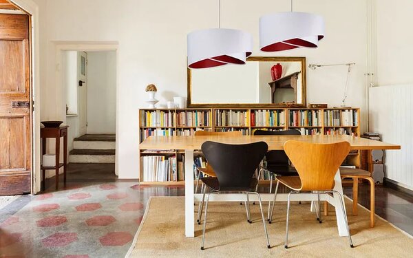 Biało-bordowa asymetryczna lampa wisząca - EX990 B6-N28