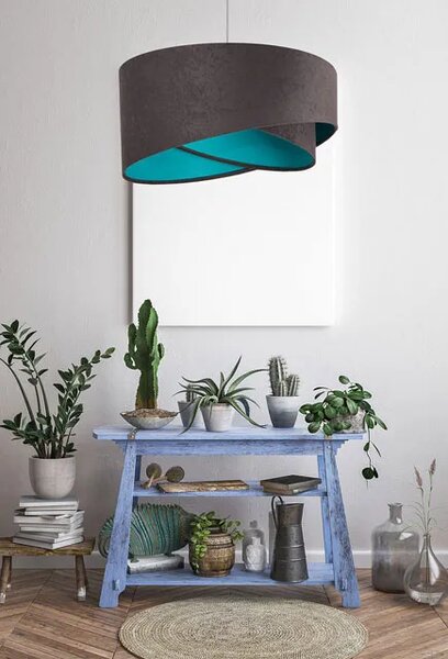 Grafitowo-turkusowa designerska lampa wisząca - 4X EX991 T2-W10