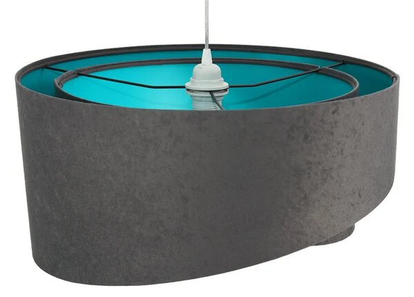Grafitowo-turkusowa designerska lampa wisząca - 4X EX991 T2-W10