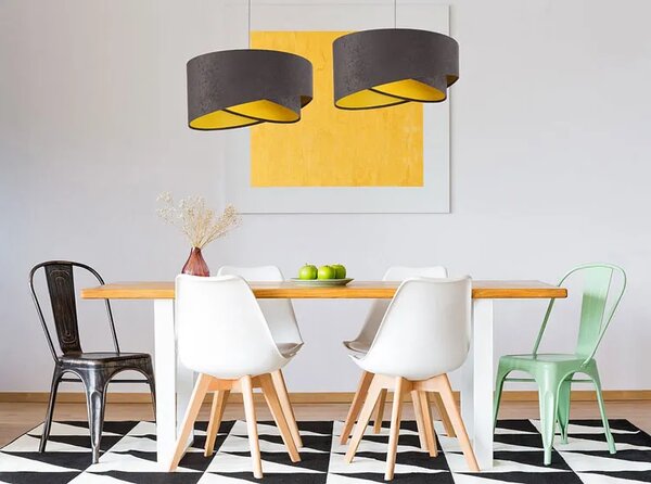Grafitowo-żółta asymetryczna lampa wisząca - 3X EX991 S7-P54