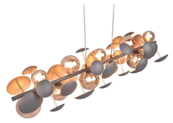 Lampa wisząca w szaro-złotym kolorze ze szklanym kloszem Bubble – Trio Select