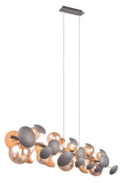 Lampa wisząca w szaro-złotym kolorze ze szklanym kloszem Bubble – Trio Select