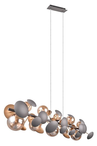 Lampa wisząca w szaro-złotym kolorze ze szklanym kloszem Bubble – Trio Select