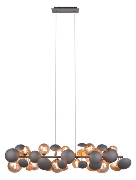 Lampa wisząca w szaro-złotym kolorze ze szklanym kloszem Bubble – Trio Select
