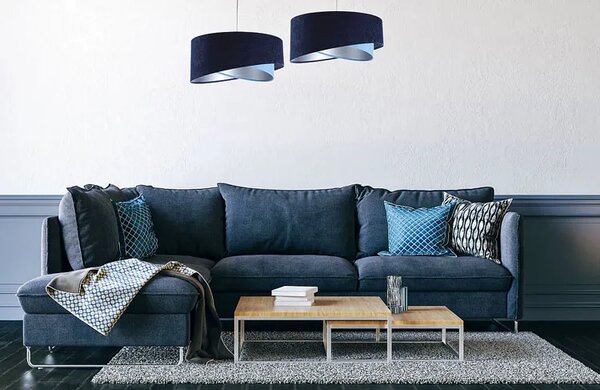 Granatowo-srebrna asymetryczna lampa wisząca - 4S EX994 A6-G35
