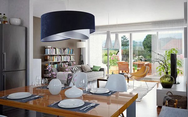 Granatowo-srebrna lampa wisząca nad stół - 3X EX995 W5-S09