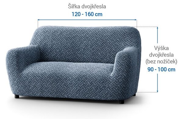 Bi-elastyczne pokrowce VENEZIA niebieske kanapa dwuosobowa (sz. 120 - 160 cm)