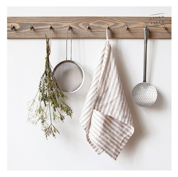 Lniana ścierka 45x65 cm Natural White Stripes – Linen Tales
