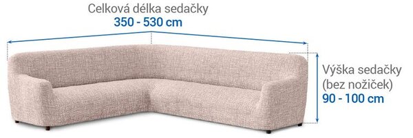 Bi-elastyczne pokrowce GRAFITI NOWE beżowe kanapa narożnikowa (sz. 350 - 530 cm)