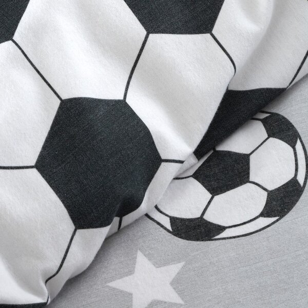 Szara flanelowa pościel dziecięca dwuosobowa 200x200 cm Football Stars – Catherine Lansfield