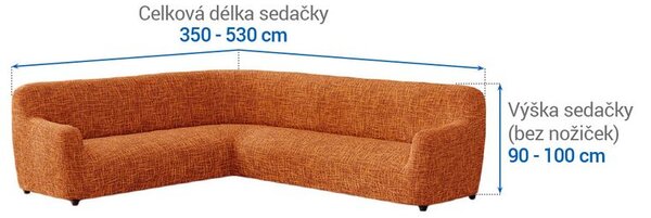 Bi-elastyczne pokrowce GRAFITI NOWE cegła kanapa narożnikowa (sz. 350 - 530 cm)