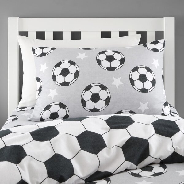 Szara flanelowa pościel dziecięca dwuosobowa 200x200 cm Football Stars – Catherine Lansfield