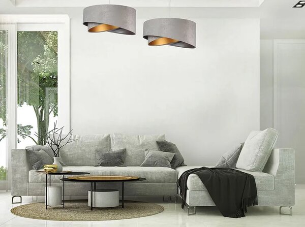 Szara welurowa lampa wisząca glamour L7-L16
