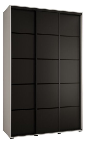 Szafa przesuwna wysoka Davos 4 160, gł. 45 cm biały + czarny + czarny