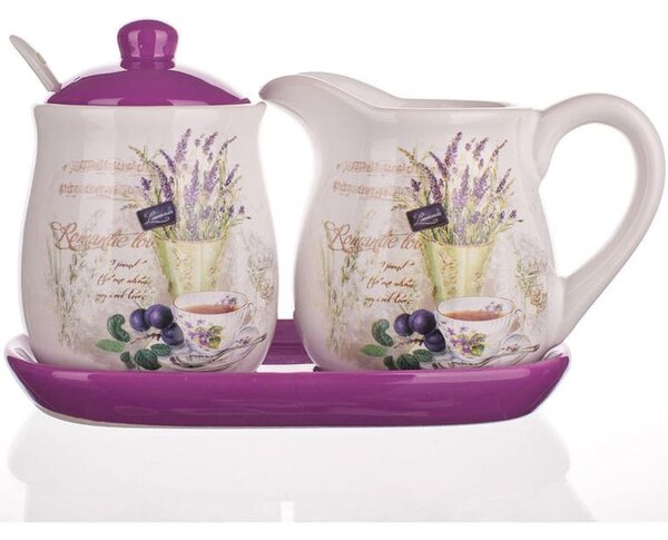 Ceramiczny pojemniczek do mleka i cukierniczka Lavender, BANQUET