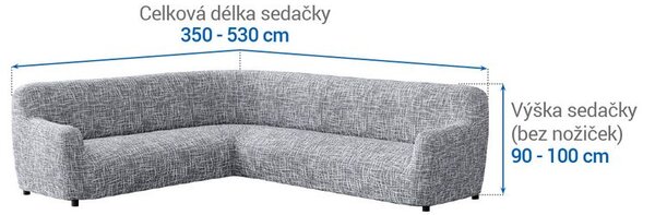 Bi-elastyczne pokrowce GRAFITI NOWE antracyt kanapa narożnikowa (sz. 350 - 530 cm)