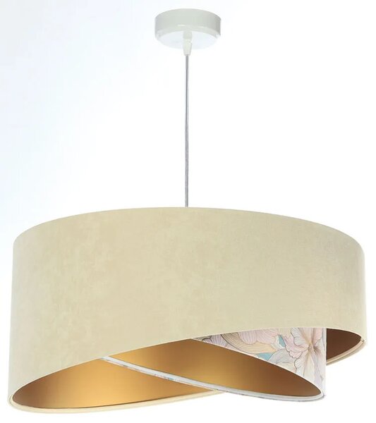 Jasnobeżowa lampa wisząca welurowa H5-F04