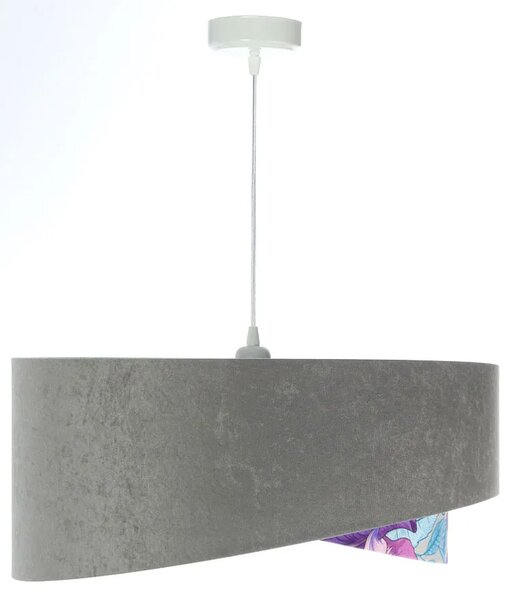 Szaro fioletowa lampa wisząca z weluru L7-S12