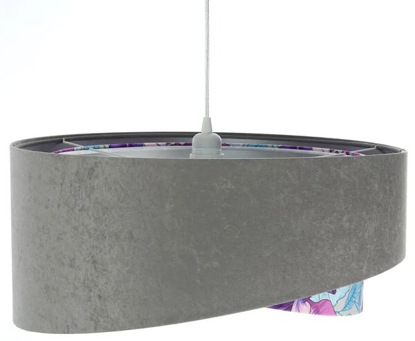 Szaro fioletowa lampa wisząca z weluru L7-S12